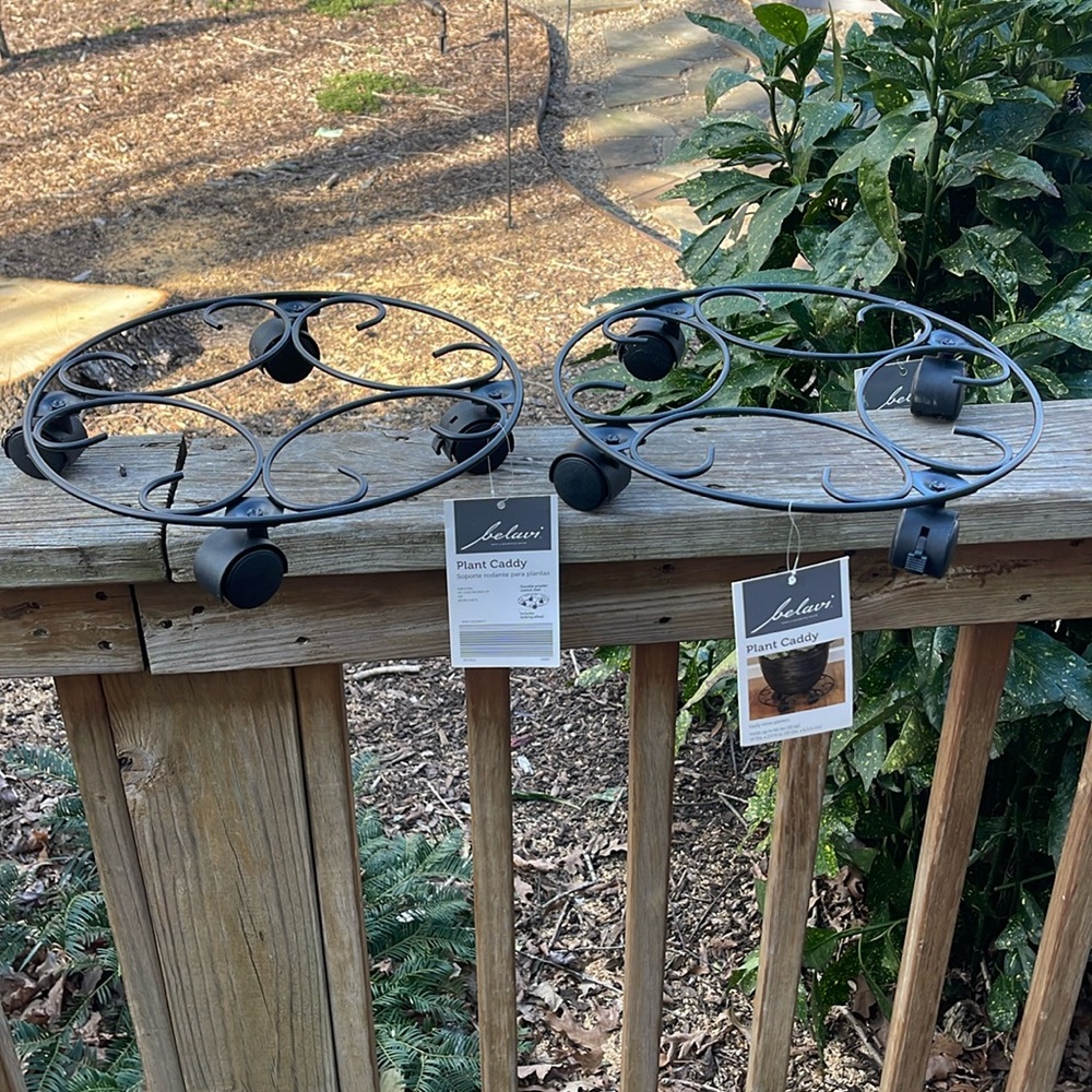 Black Plant Caddy Rolling Plant Stands-Set of 2